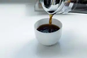 French Press Coffee Bloom being poured