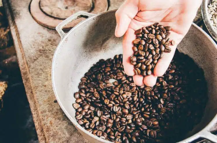 Coffee Beans In An Iron Pan