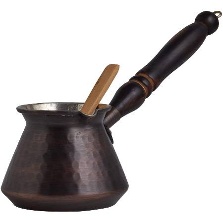 DEMMEX 2019-9 Oz Thickest Turkish Greek Arabic Hammered Copper Coffee Pot Stovetop Coffee Maker Cezve Ibrik Briki