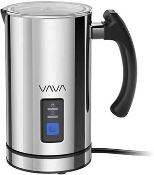 VAVA Electric Milk Steamer for Hot and Cold Milk Froth with Double Wall Coffee Silent Operation for Cappuccino Hot Chocolate Latte Non-Stick Interior Milk Frother Strix Control 