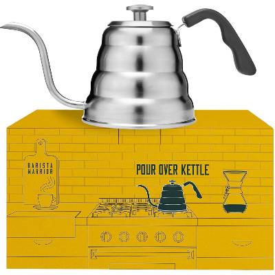 Barista Warrior Stainless Steel Pour Over Coffee & Tea Kettle with Thermometer for Exact Temperature
