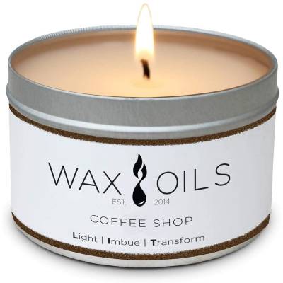 Wax and Oils Soy Wax Aromatherapy Scented Candles (Coffee Shop) 8 Ounces Single