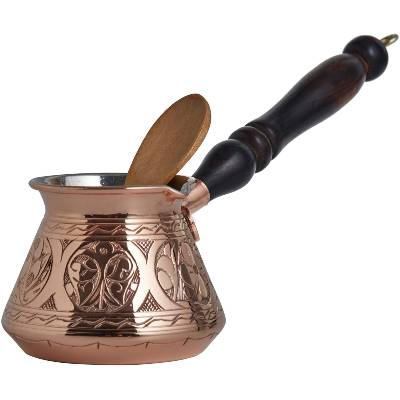 DEMMEX 2019-9 Oz Thick 2mm Copper Turkish Greek Arabic Engraved Coffee Pot Stovetop Coffee Maker Cezve Ibrik Briki
