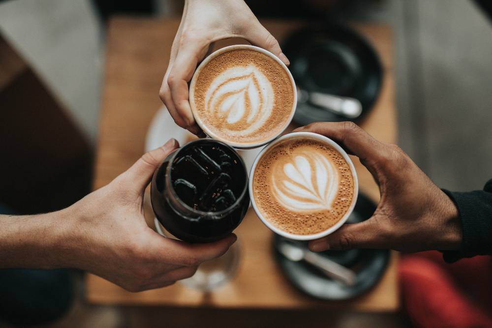 Three different types of coffee - cheers