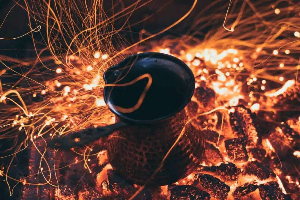 A Turkish Coffee Pot in an Open Fire