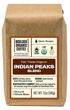 Boulder Organic Coffee’s Indian Peaks Blend, Fair Trade & Organic