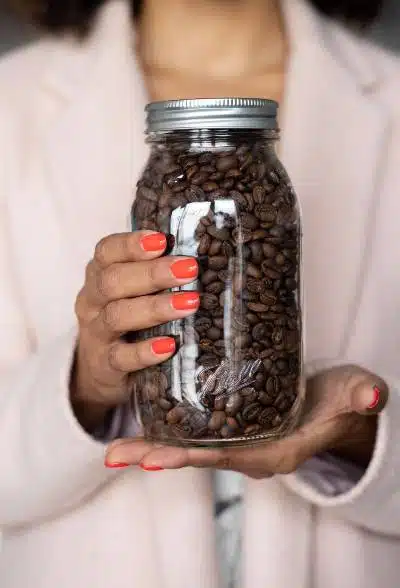 A massive jar of coffee beans