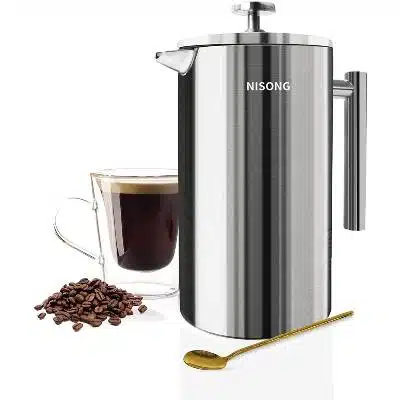 French Press Coffee Maker 50Oz Double Walled Stainless Steel French Press 1.5L Coffee Tea Maker with Extra Filter Screens Dishwasher Safe (12 Cups)