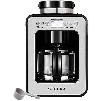Secura Automatic Coffee Maker with Grinder, Programmable Grind and Brew Coffee Machine