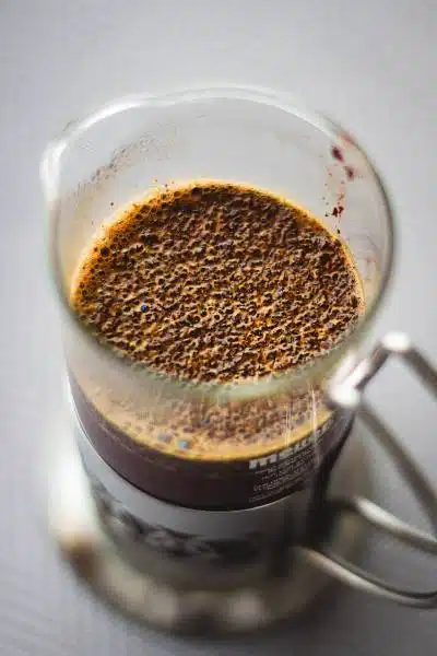 coffee brewing in a french press