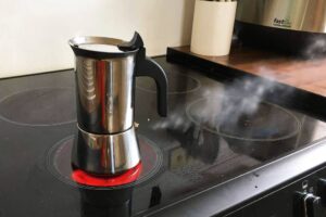 A Moka Pot Venting Steam Due To OverPressure