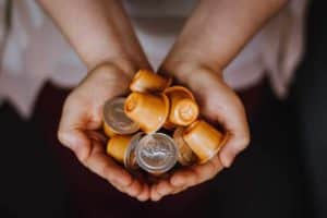 A handful of coffee pods