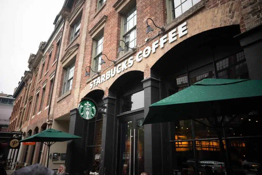 The Front of a Starbucks Coffee Shop