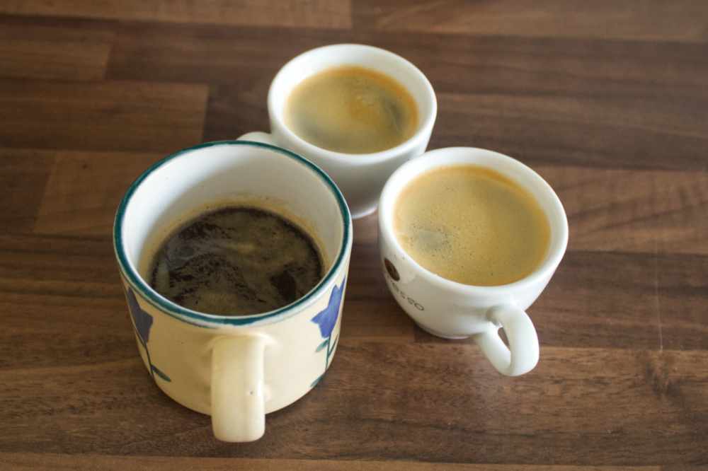 Some cups of coffee brewed using Caprissimo Coffee Beans