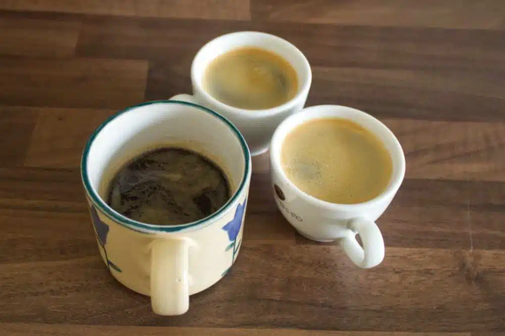 Some cups of coffee brewed using Caprissimo Coffee Beans