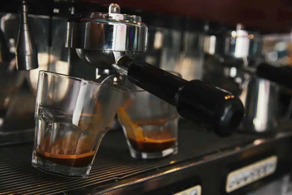 Two espresso shots being pulled