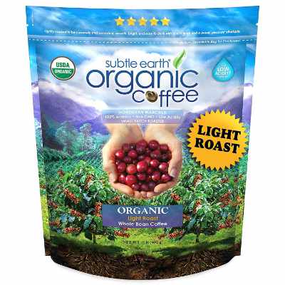 2LB Subtle Earth Organic Coffee - Light Roast - Whole Bean - Organic Arabica Coffee