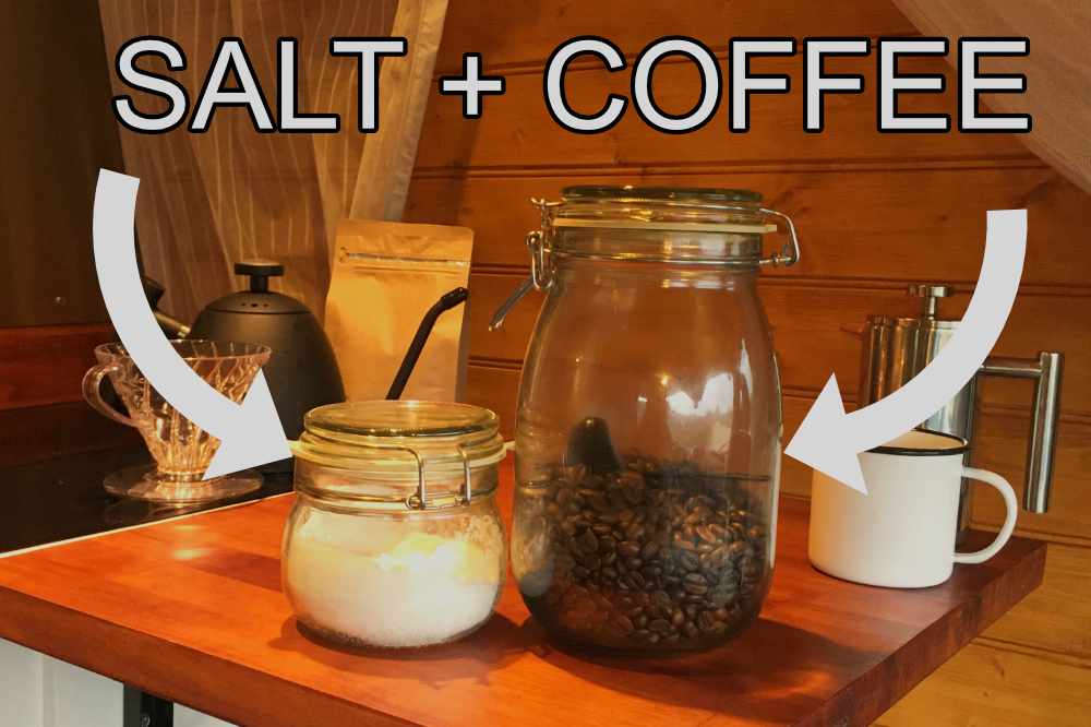 A Jar of Salt beside a Jar of Coffee