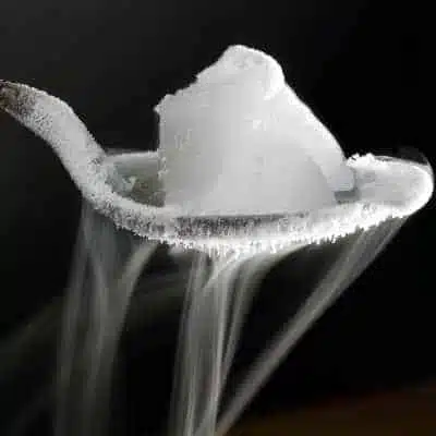 Some dry ice on a spoon