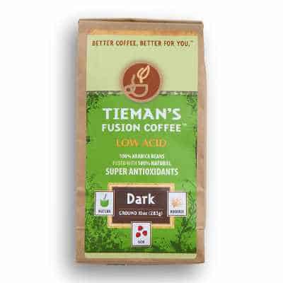 Tiemans Fusion Coffee Low Acid Dark Roast Ground 10-Ounce bag