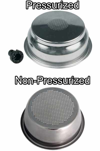 pressurized and nonpressurized portafilter basket comparison