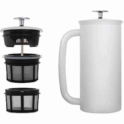ESPRO P7 French Press - Double Walled Stainless Steel Insulated Coffee and Tea Maker 32 Ounce Matte White