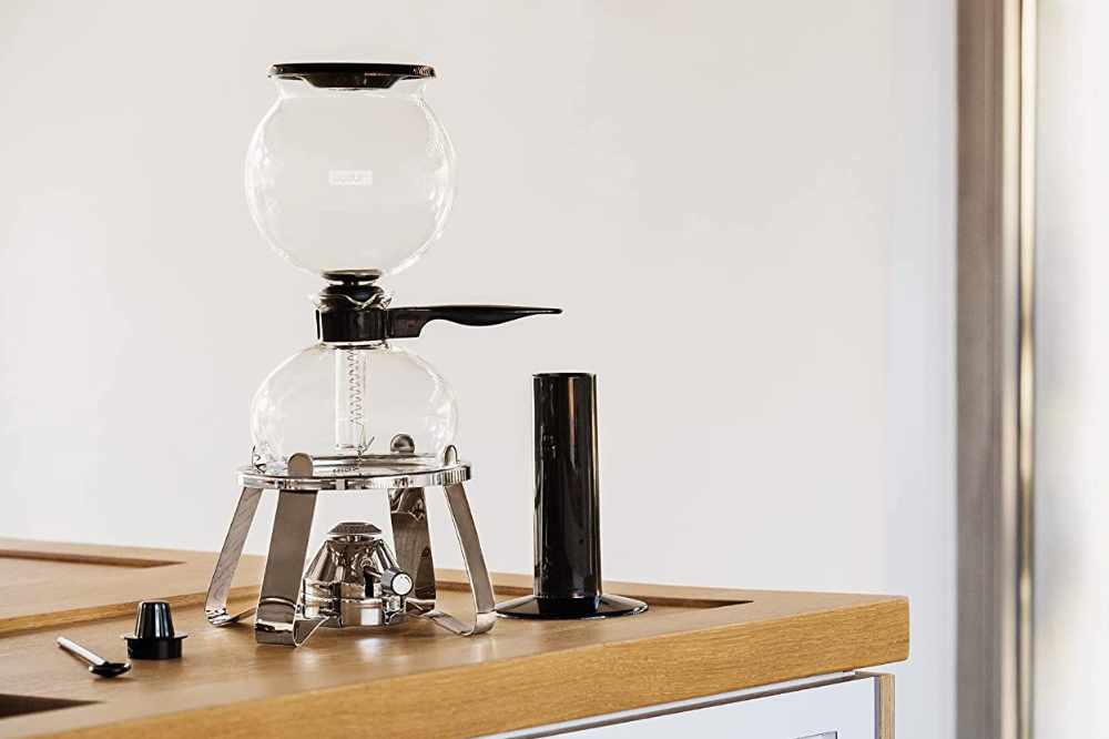A Bodum PEBO sitting on a countertop ready to brew some coffee