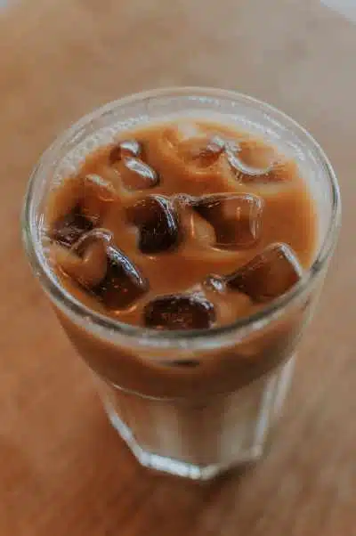 An Iced Caramel Coffee from above