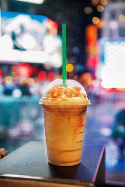 A Starbucks Caramel Ribbon Crunch Frappuccino