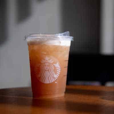 A Starbucks Guava Black Iced Tea Lemonade