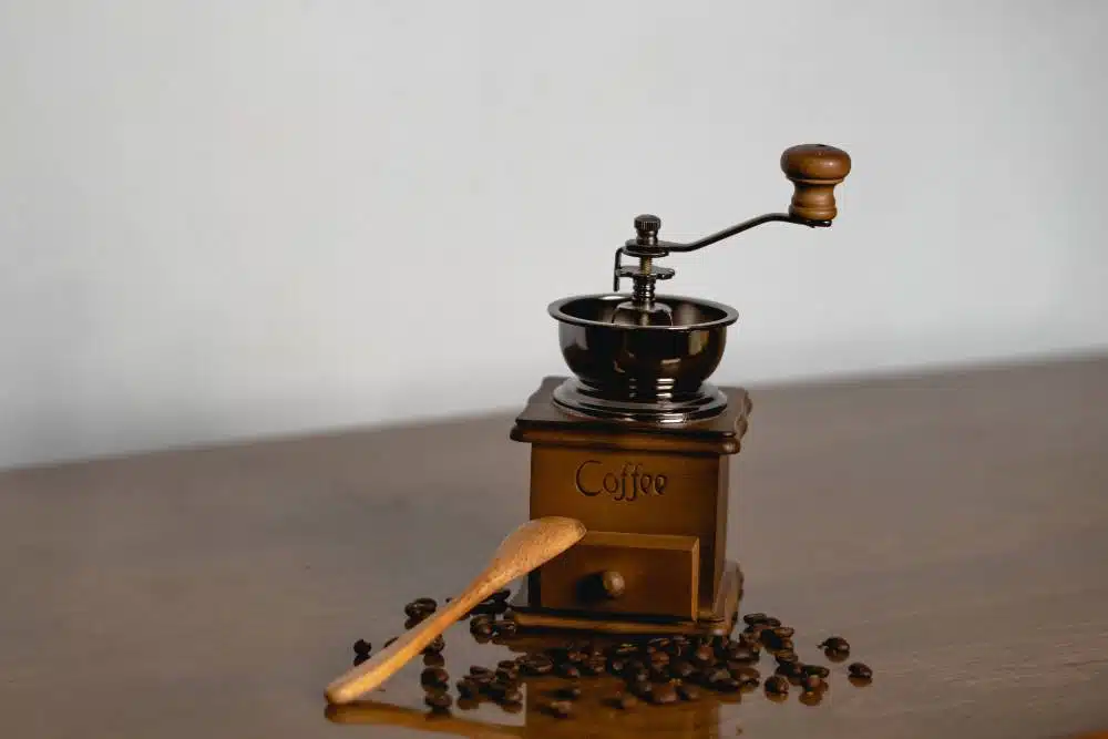 Hand coffee mill and beans