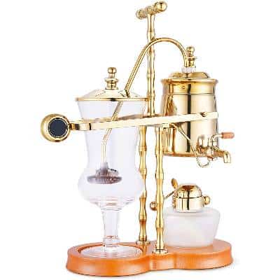 Belgian Belgium Royal Family Balance Siphon Syphon Coffee Maker with Tee Handle Gold Color,1 Set 