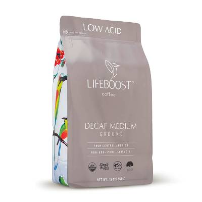 Lifeboost Coffee Medium Roast Swiss Water Decaf Coffee Ground