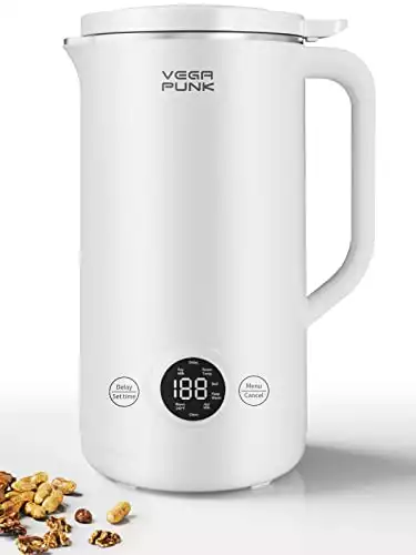 VEGAPUNK Nut Milk Maker Machine 20oz - Smart Automatic Cold and Hot Dairy Free Soybean/Oat/Coconut/Soy Milk Maker Machine with Filter Bag - Plant Based Almond Cow Milk Machine Maker for Vegan