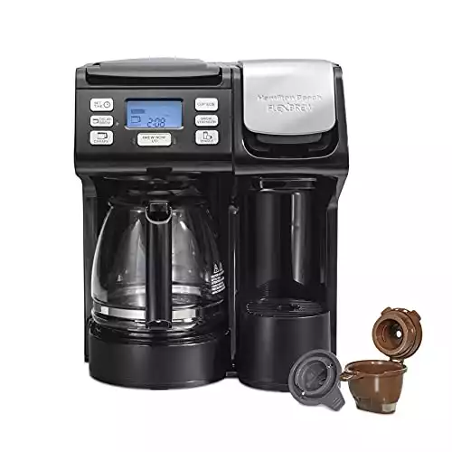 Hamilton Beach 49902 FlexBrew Trio 2-Way Coffee Maker, Compatible with K-Cup Pods or Grounds, Combo, Single Serve & Full 12c Pot, Black – Fast Brewing