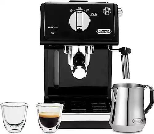 De'Longhi ECP3120 15 Bar Espresso Machine with Espresso Glasses and Stainless Steel Milk Frothing Pitcher