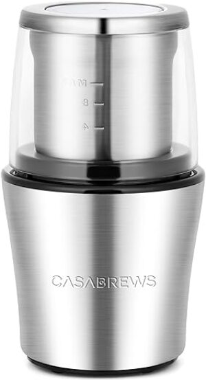 CASABREWS Coffee Grinder Electric, Espresso and Spice Grinder with Removable Stainless Steel Bowl, One Touch Operation Coffee Bean Grinder for Beans, Spices, Herbs, Nuts, Grains…
