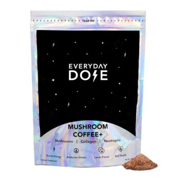 Everyday Dose The Mushroom Latte Organic Coffee Extract with Grass-Fed Collagen, Lion's Mane, Chaga, L-Theanine (Suntheanine Brand) for Better Focus, Energy, Digestion and Immunity | 30 Servings