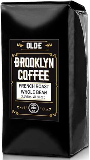 FRENCH ROAST Whole Bean Coffee – DARK ROAST – For A Classic Black Coffee, Breakfast, House Gourmet, Dark Espresso – Roasted in New York – 5 Pound (5 lb) Bag