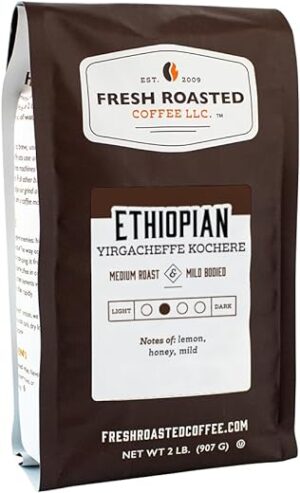 Fresh Roasted Coffee, Ethiopian Yirgacheffe Kochere, 2 lb (32 oz), Medium Roast, Kosher, Whole Bean