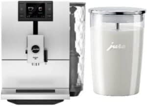 Jura ENA 8 Automatic Coffee Machine (Metropolitan Black) with Glass Milk Container Bundle (2 Items)