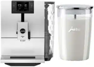 Jura ENA 8 Automatic Coffee Machine (Metropolitan Black) with Glass Milk Container Bundle (2 Items)