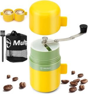 Manual Coffee Grinder, Manual Coffee Bean Grinder with Conical Ceramic Burr, Foldable Hand, Adjustable Coarseness, Portable Burr Hand Coffee Grinder for Outdoor Camping Traveling