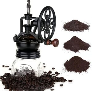 Manual Coffee Grinder, Mason Jar Lid Manual Coffee Grinder, Vintage Style Manual Coffee Bean Grinder, Fits Mason Jar Regular Mouth Size 70mm(silver color)