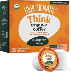 Mushroom Coffee K-Cups by Four Sigmatic | Organic and Fair Trade Dark Roast Coffee with Lion’s Mane, Chaga & Mushroom Powder | Focus & Immune Support | Vegan & Keto |…
