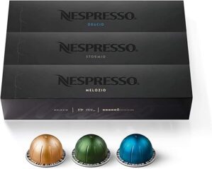 Nespresso Capsules VertuoLine, Medium and Dark Roast Coffee, Variety Pack, Stormio, Odacio, Melozio, 30 Count, Brews 7.77 Fl Oz (Pack of 3 )