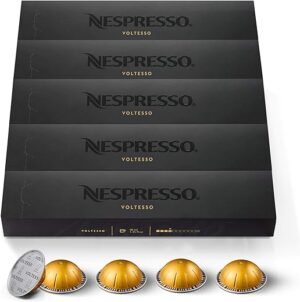 Nespresso Capsules VertuoLine, Voltesso , Mild Roast Espresso Coffee, 50 Count Coffee Pods, Brews, 10 Count (Pack of 5), (VERTUOLINE ONLY)