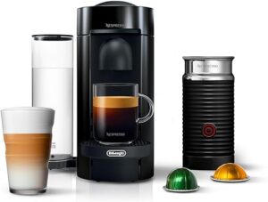 Nespresso VertuoPlus Coffee and Espresso Machine by De’Longhi with Milk Frother, 14 ounces, Ink Black