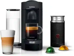 Nespresso VertuoPlus Deluxe Coffee and Espresso Machine by De’Longhi with Milk Frother, 5 ounces, Matte Black