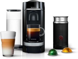 Nespresso VertuoPlus Deluxe Coffee and Espresso Machine by De’Longhi with Milk Frother, 4 Cups, Piano Black